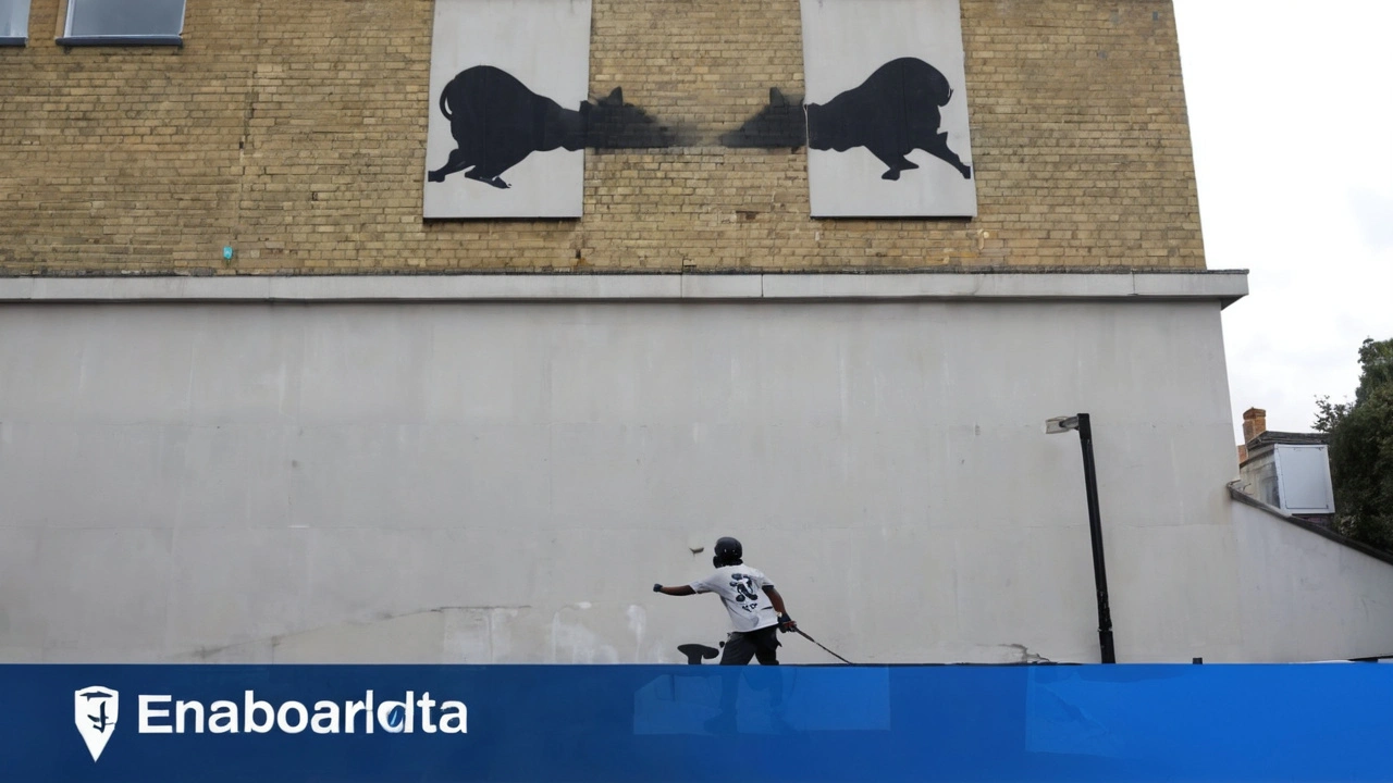 El nuevo graffiti de Banksy genera debate global: ¿Racismo, cambio climático o guerra?